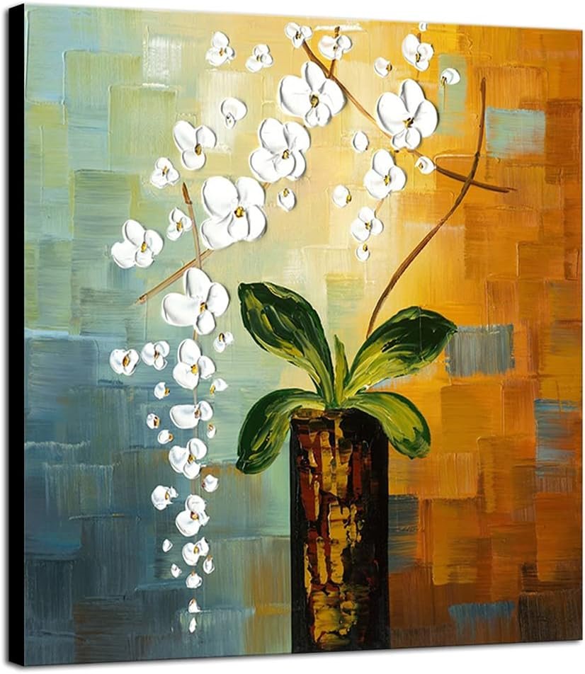 61cADLv9egS._AC_SL1000_.jpg Beauty of Life 100% Hand-Painted Modern Flower Artwork Abstract Floral Oil Paintings on Canvas Wall Art for Home Decorations Wall Decor 24 by 24 inch - Image 1