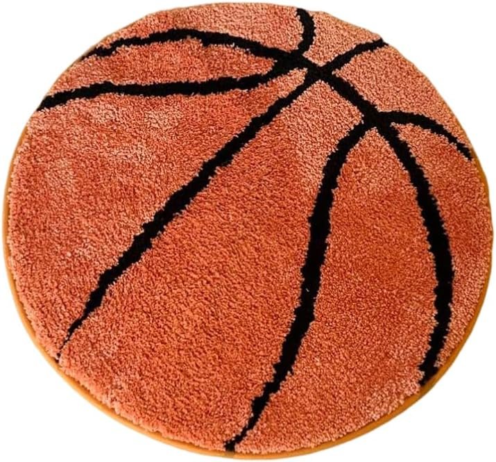 61lTa9TgUmL._AC_.jpg Basketball Tufted Rugs Doormat Mat Anti-Slip Kitchen Bedroom Handmade Tufted Rug Carpet Living Room Entrance Rug Home Decor (23.6X23.6 inch) - Image 1