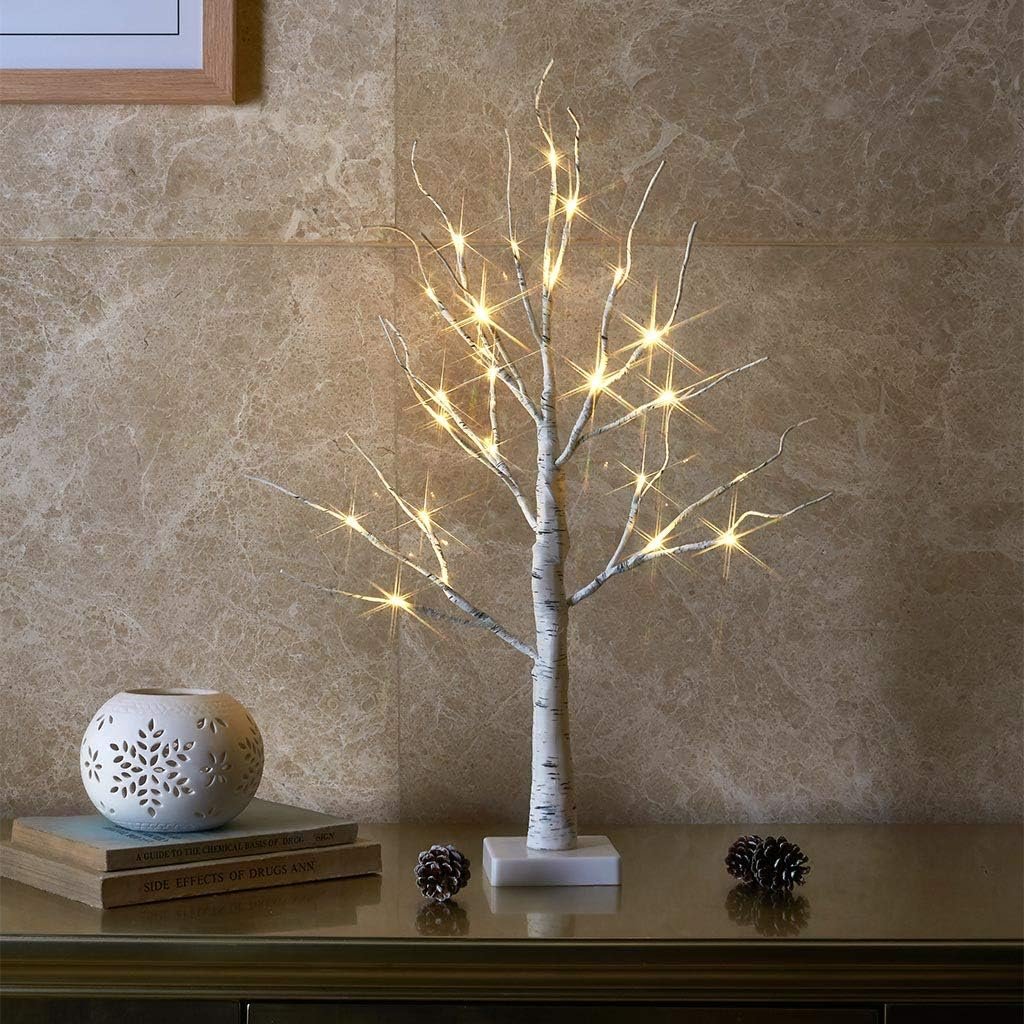 71npdWZR8vL._AC_SL1024_.jpg Lighted Birch Tree Spring Decorations for Home, White Birch Tree with Lights, 24 LED Lighted Mini Money Tree Twig Tree Battery Operated with Timer, Christmas Indoor Centerpiece Decor (2FT) - Image 1
