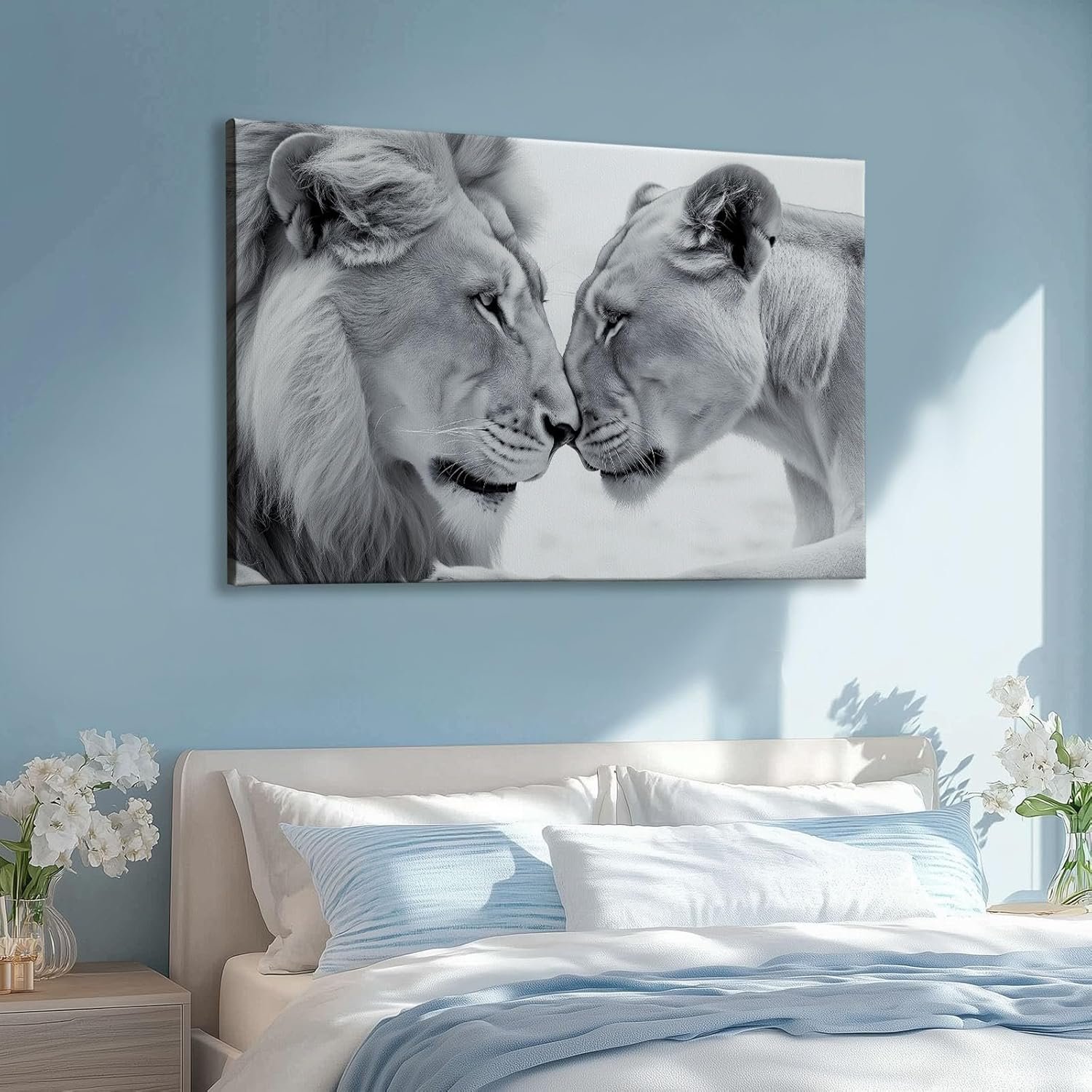 71tZTUZKQYL._AC_SL1500_.jpg Decorative Painting Animal Lion Canvas Art Prints, Surrealism Wall Decor for Living Room Bedroom Office Home Decoration, 55 x 28 Inches Unframed - Image 1